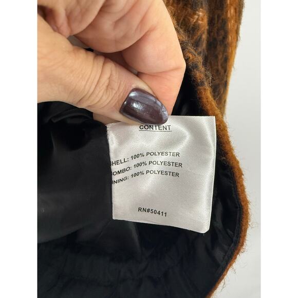 Nine West Plaid Cropped Shacket Jacket Women’s XL Brown Black Oversized - Picture 9 of 12